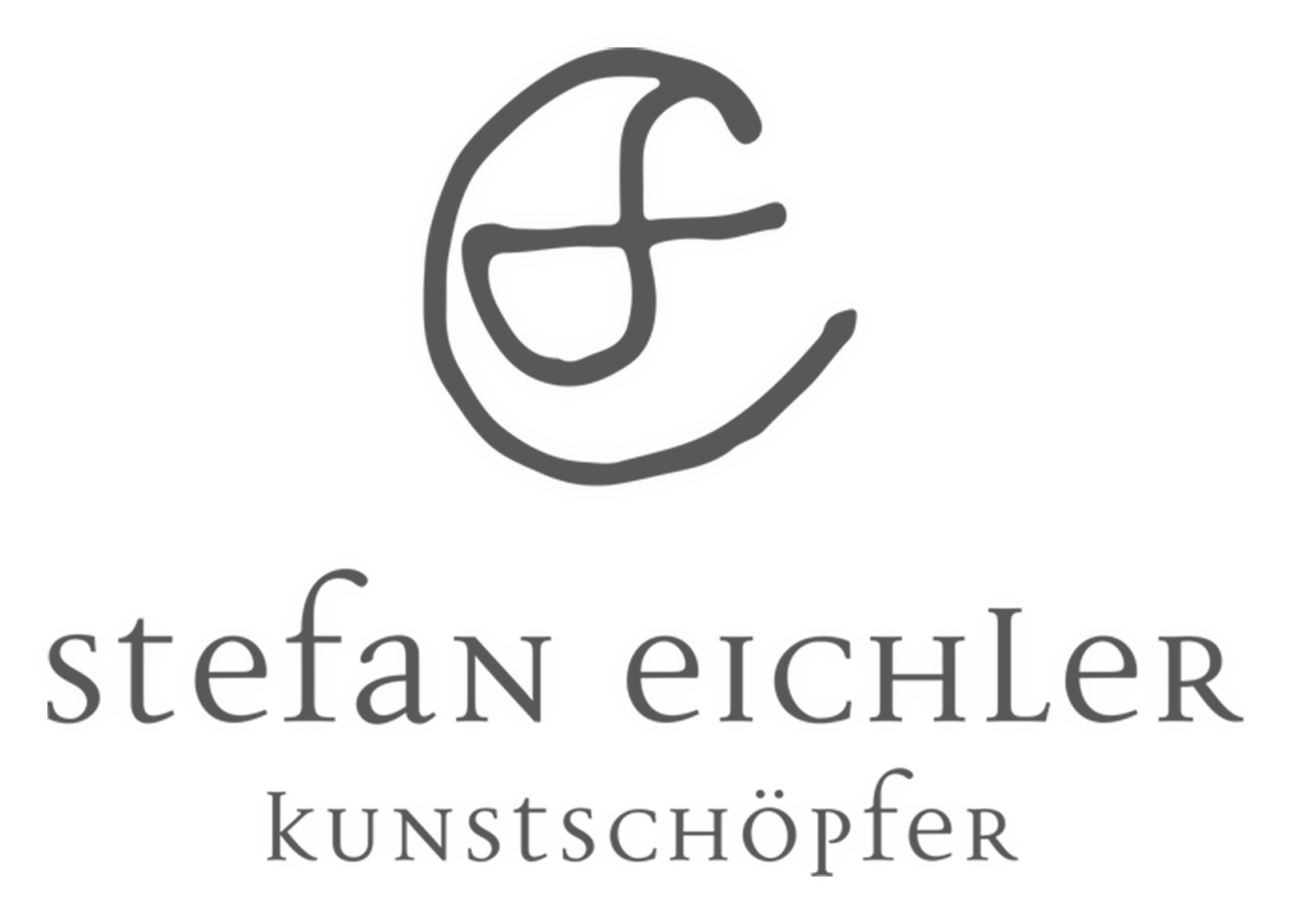 Logo Stefan Eichler Kunstschöpfer: handgezeichnetes Monogramm aus S und E über dem Schriftzug